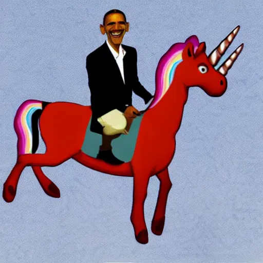 Image similar to obama riding on a unicorn