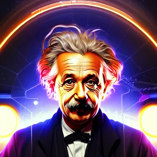 Prompt: symmetry!! portrait of albert einstein as obi - wan, sci - fi, tech wear, glowing lights!! intricate, elegant, highly detailed, digital painting, artstation, concept art, smooth, sharp focus, illustration, art by artgerm and greg rutkowski and alphonse mucha