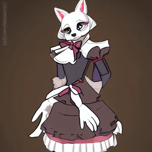 Prompt: a transhuman fox fursona wearing a maid outfit, highly detailed, by don bluth, trending on artstation, furry art