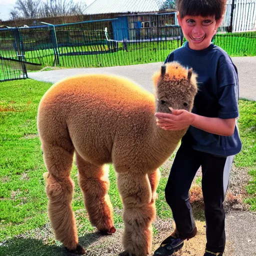 Prompt: a childrens drawing of an alpaca on an unicycle