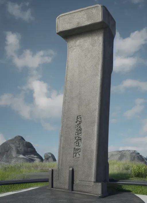 Prompt: highly detailed render of a futuristic monument stele standing on the road made in unreal engine 4