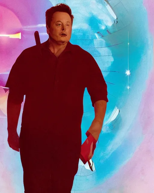 Prompt: musk ( 2 0 2 4 ), eric stonestreet is technology mogul elon musk, minimal movie poster, solid colors, silhouettes, digital art