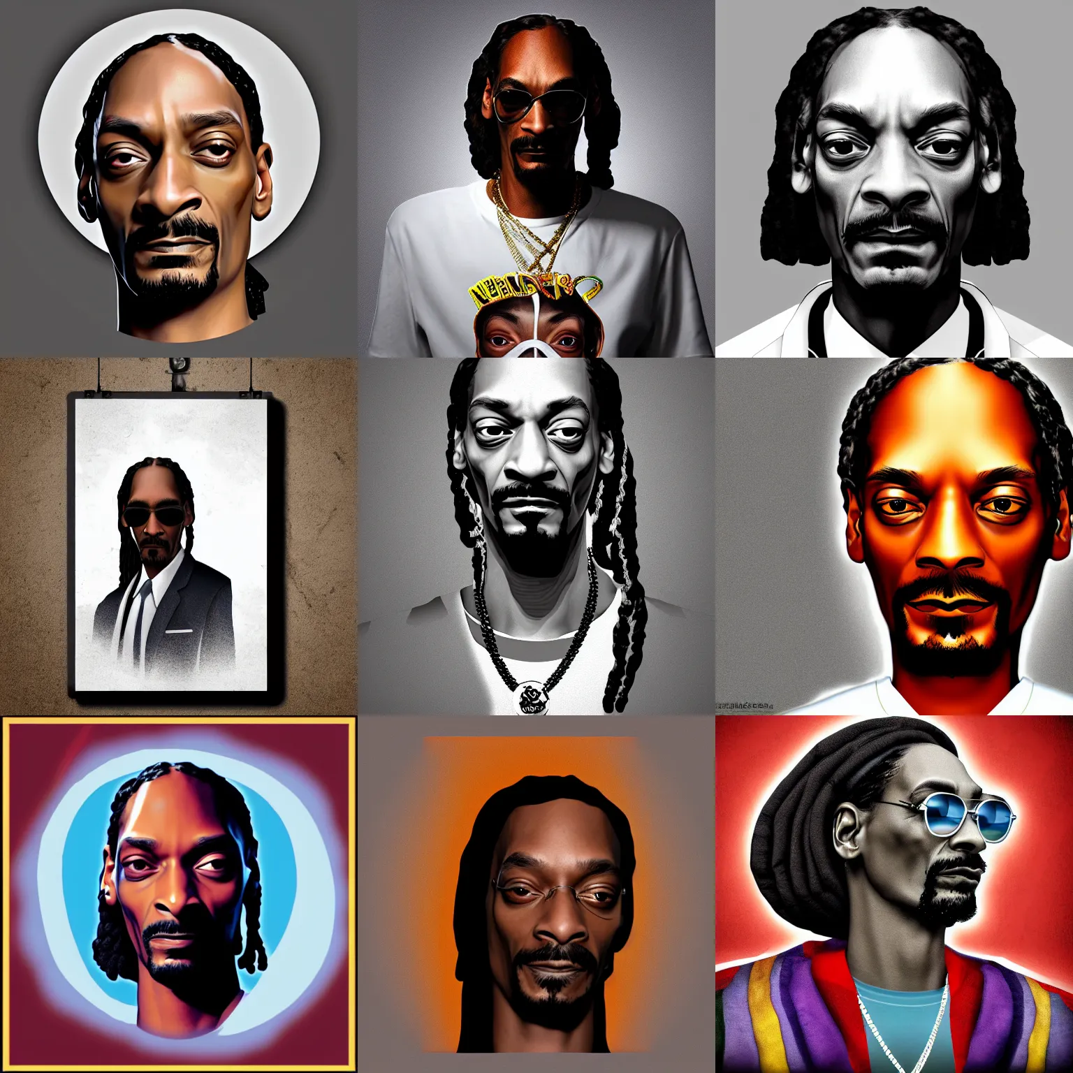 Prompt: snoop dogg portrait in the style of nazar noschenko, blender cycles