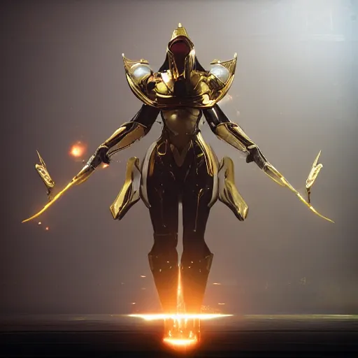 Image similar to cinematic, hyperdetailed elegant beautiful stunning futuristic and enigmatic oracle in jedi clothes gold armored regal gold sunray shaped crown, warframe, destiny, octane, unreal engine 5, fortnie