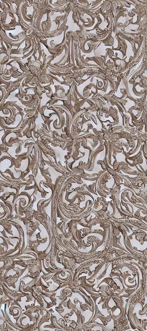 Prompt: Intricate and Detailed seamless pattern of a greek carved Marble Inlay detail from Athens , Pietra Dura, white marble inlay, Greco-roman style marble inlay, Greek Floor Mosaic, Carved Marble in 3D, ethnic greek patterns arranged in a damask pattern, white background, intricate:: Italian ethnic motifs and hyper-realistic, carved marble, Bryce 3D :: seamless pattern:: white purple blue green teal and pink colors :: 3D:: watermark::-0.3 blurry::-0.3 cropped::-0.3 insanely detailed and intricate, hypermaximalist, elegant, ornate, hyper realistic, super detailed, Vray render , Artstation, Photorealistic