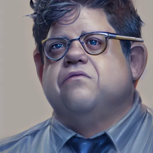 Image similar to An anime portrait of Patton Oswalt, by Stanley Artgerm Lau, WLOP, Rossdraws, James Jean, Andrei Riabovitchev, Marc Simonetti, and Sakimichan, tranding on artstation