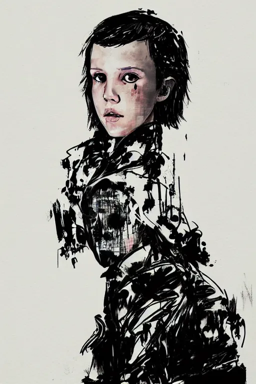 Image similar to Portrait of Millie Bobby Brown by Yoji Shinkawa