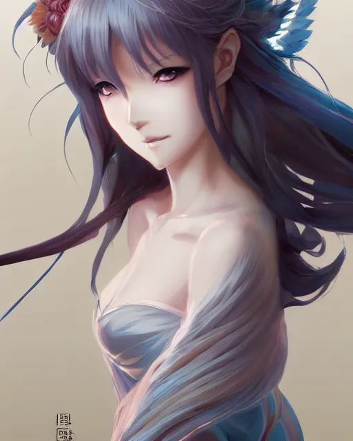 Image similar to character concept art of an anime goddess of wind | | cute - fine - face, pretty face, realistic shaded perfect face, fine details by stanley artgerm lau, wlop, rossdraws, james jean, andrei riabovitchev, marc simonetti, and sakimichan, tranding on artstation