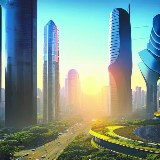 Image similar to futuristic sao paulo, 4 k, sunny day, art by terraform studio, art by ryan woodhouse