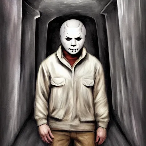 Prompt: michael meyers in a dark alley, artstation hall of fame gallery, editors choice, #1 digital painting of all time, most beautiful image ever created, emotionally evocative, greatest art ever made, lifetime achievement magnum opus masterpiece, the most amazing breathtaking image with the deepest message ever painted, a thing of beauty beyond imagination or words