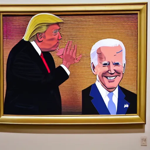 Image similar to donald trump kissing joe biden presidential portrait