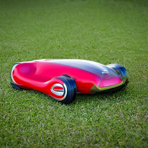 Image similar to 1950s red sporty electric flying hovercar 35mm 8k product photo