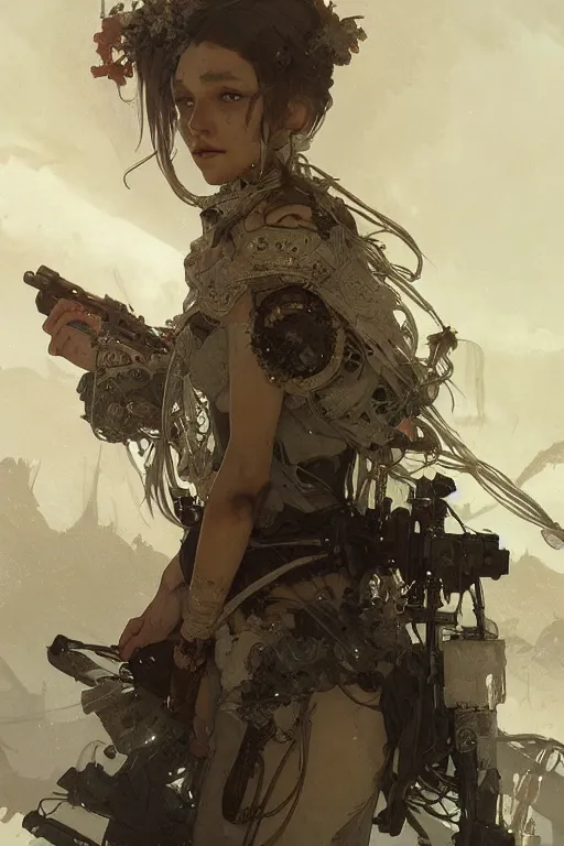 Image similar to A full portrait of a beautiful post apocalyptic offworld arctic biomother, intricate, elegant, highly detailed, digital painting, artstation, concept art, smooth, sharp focus, illustration, art by Krenz Cushart and Artem Demura and alphonse mucha