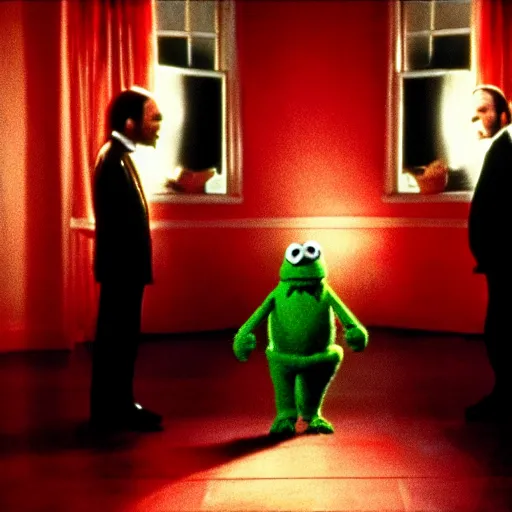 Prompt: shining but with muppets, movie still, cinematography, cinematic lighting