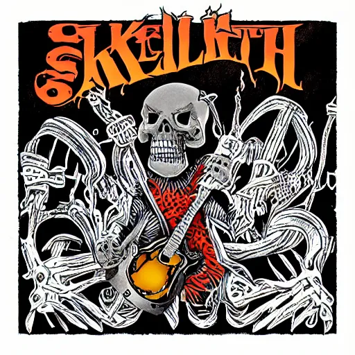 Image similar to skelethor themed punk album cover, album cover