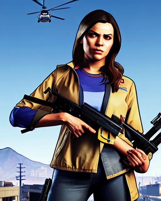 Prompt: gta 5, grand theft auto 5 cover art of ana from overwatch