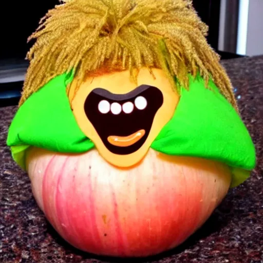 Image similar to tina turner face on a turnip vegetable