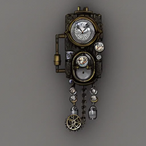 Image similar to steampunk amulet with diamond jewel and small steam tubes, volumetric lightning, octane render, realistic fog, extremely high detailed