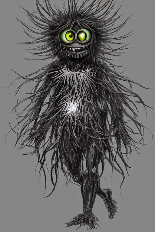 Image similar to a humanoid figure dandelion monster with large glowing eyes, highly detailed, digital art, sharp focus, trending on art station, artichoke, ambient lighting, anime art style