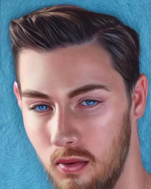 Prompt: twitch streamer adin ross oil painting. highly detailed felt. hyper real photo. 4 k.