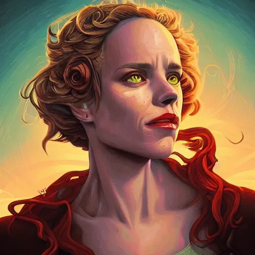 Image similar to “A portrait of a demonic Rachel McAdams, digital art by Dan Mumford and Peter Mohrbacher, highly detailed, trending on DeviantArtHQ”