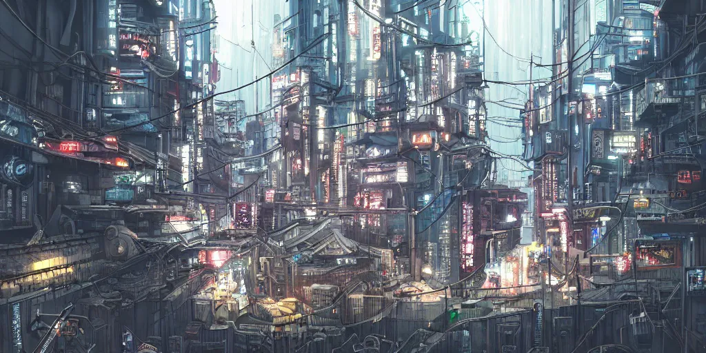 Prompt: The sewers of cyberpunk tokyo by kirokaze