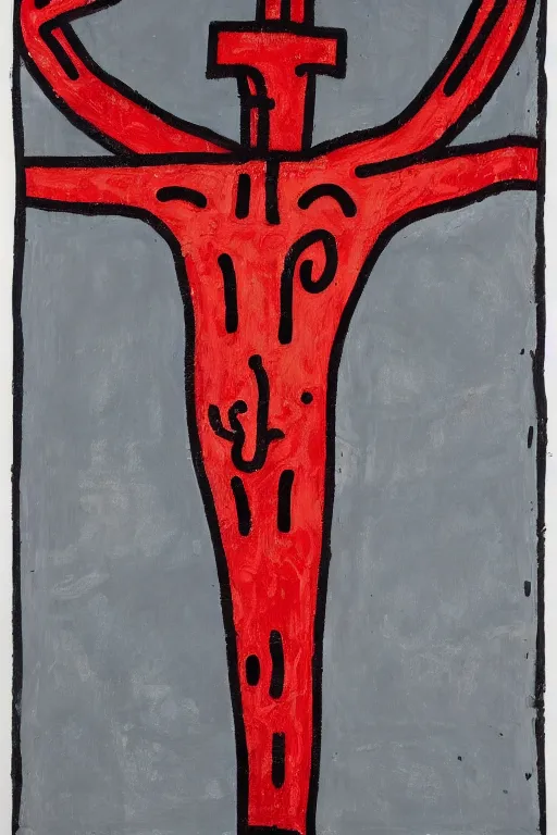 Prompt: bloody jesus christ crucified painted by cy twombly and keith haring