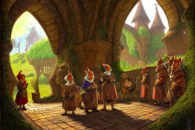 Image similar to an elaborate and detailed scene from the redwall abbey series by brian jacques, detailed, fantasy concept art, cinematic lighting, beautiful