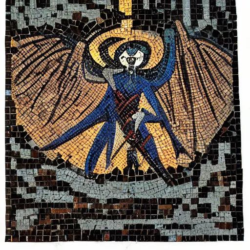 Prompt: bat out of hell, byzantine mosaic,
