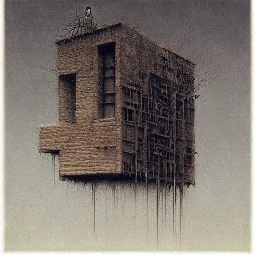 Image similar to kazuo shinohara architecture, by beksinski, realistic, high quality