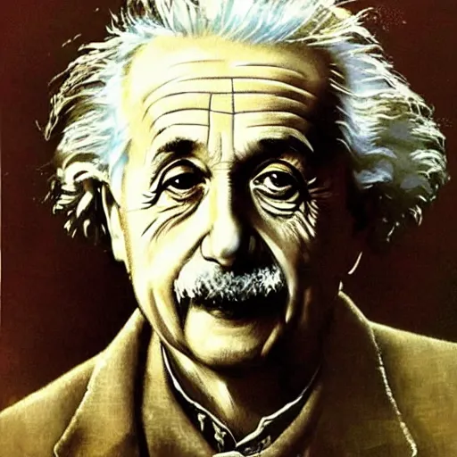 Prompt: “portrait of Albert Einstein, by Norman Rockwell”