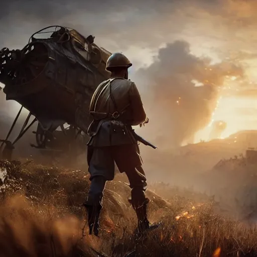 Image similar to Battlefield 1, sharp, unreal engine fantasy art, highly detailed, masterpiece