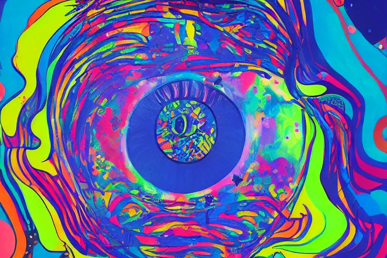 Image similar to an eye with stars and clouds, a pop art painting by martine johanna, behance contest winner, psychedelic art,