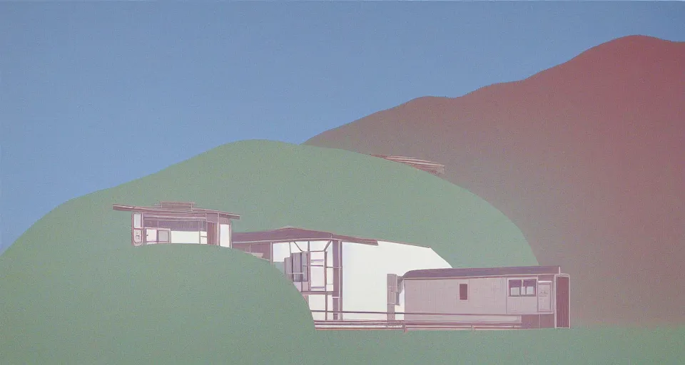 Prompt: mountain house, hiroshi nagai