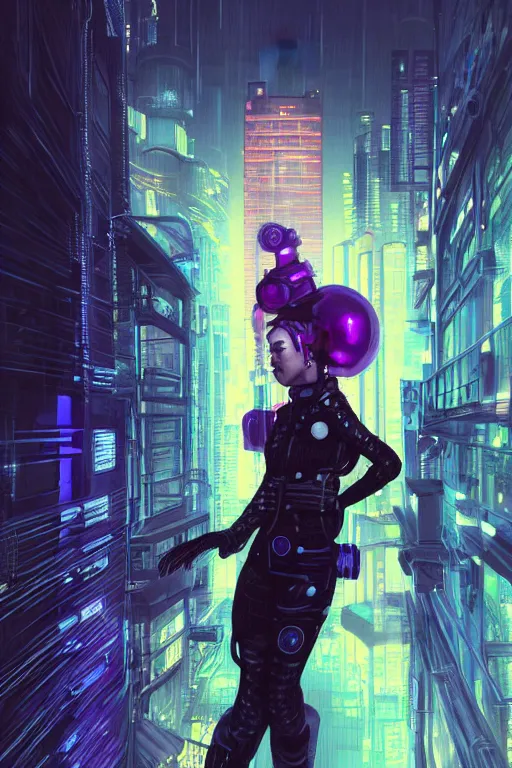 Image similar to portrait futuristic hi-energy cyberpunk young Guardian female, in futuristic heavily raindrop tokyo rooftop cyberpunk night, ssci-fi, fantasy, intricate, very very beautiful, elegant, neon light, highly detailed, digital painting, concept art, human anatomy, soft light, hdri, smooth, sharp focus, illustration, art by tian zi and craig mullins and alphonse mucha and WLOP