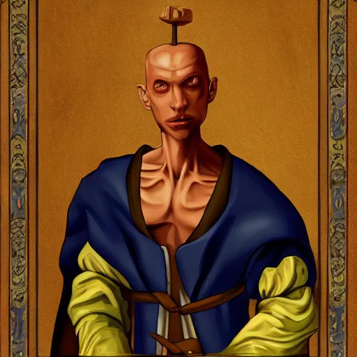 Prompt: Alakazam (From Pokémon) as a renaissance oil painting, digital art.