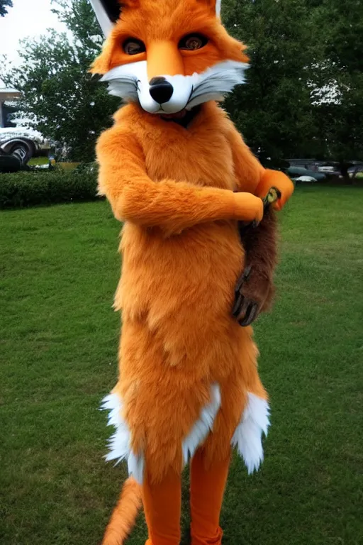 Image similar to an anthropomorphic fox, fursuit!!!!, cosplay