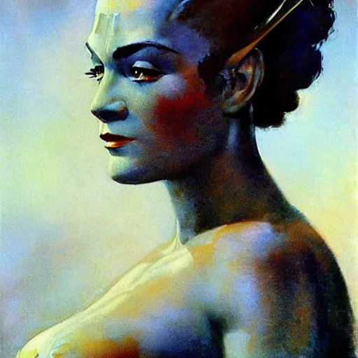 Prompt: a close up portrait of amazon, by frank frazetta, digital painting masterpiece, beautiful brush strokes, advanced lighting technology, symmetry