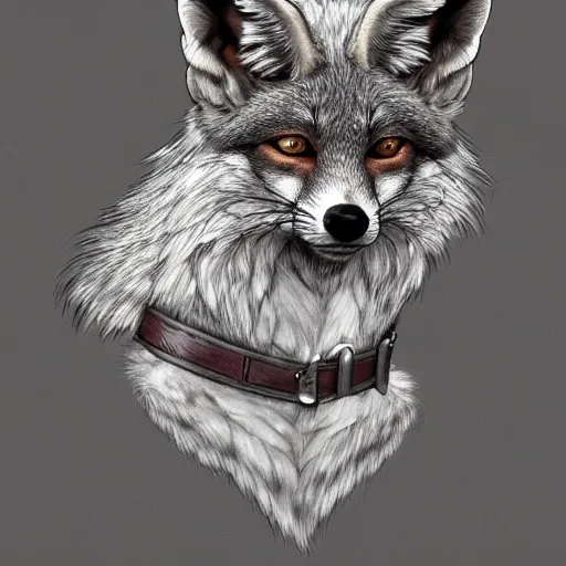 Prompt: old greyfox handsome man with high collar fantasy, symmetrical beautiful, portrait, painting, trending on artstation