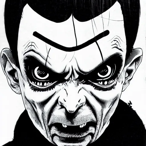 Image similar to Mr Bean looking sinister, by Tsutomu Nihei, highly detailed