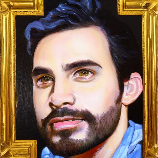 Prompt: portrait of twitch streamer vinny vinesauce, oil painting
