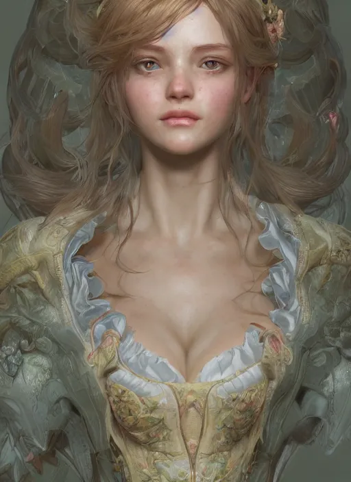 Image similar to belle, naturel, hyper detailed, digital art, trending in artstation, cinematic lighting, studio quality, smooth render, unreal engine 5 rendered, octane rendered, art style by klimt and nixeu and ian sprigger and wlop and krenz cushart