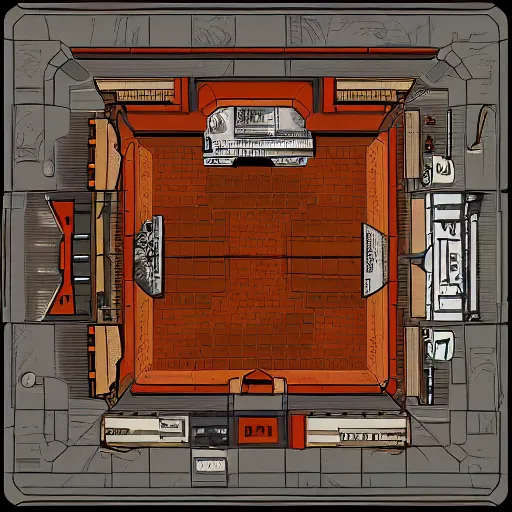 Image similar to a top - down battlemap of the interior of a bar, afternoon lighting, sci - fi, in the style of star wars