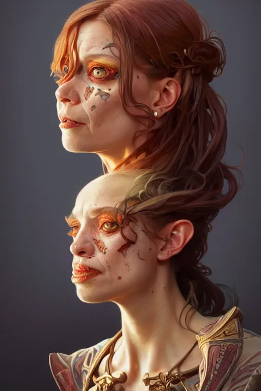 Image similar to portrait of the ugliest woman in the world, looking at camera, intricate, elegant, stylish, fantasy, extremely detailed, digital painting, artstation, concept art, smooth, sharp focus, illustration, stunning lighting, art by artgerm and greg rutkowski and alphonse mucha and simon stalenhag