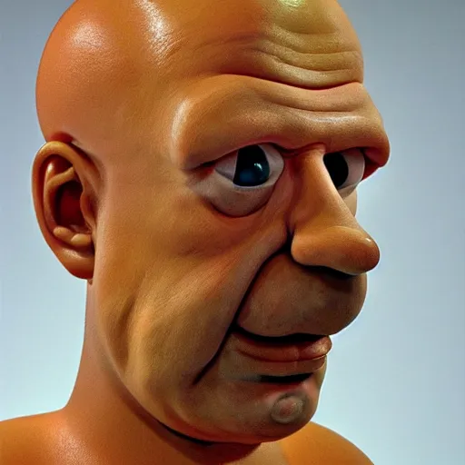 Prompt: ron mueck sculpture of homer simpson