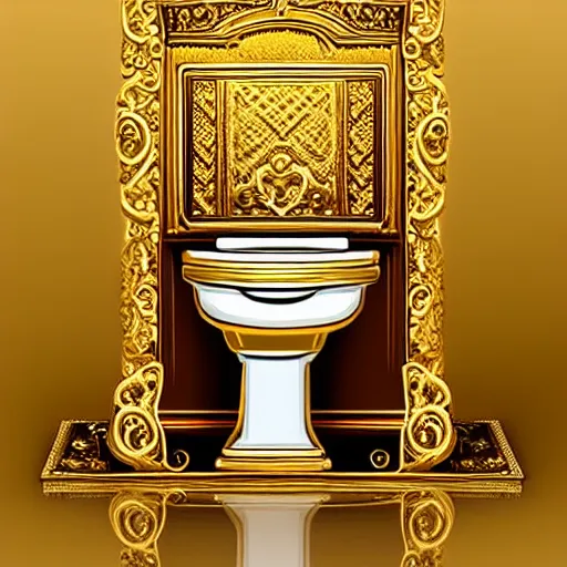 Image similar to a toilet made from solid gold. highly detailed, ornate, photorealistic