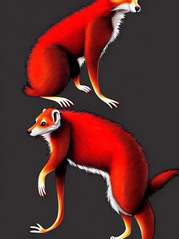 Prompt: furry - male - red - black - weasel - chaos theorist - fursona, photorealistic, trending on weasyl