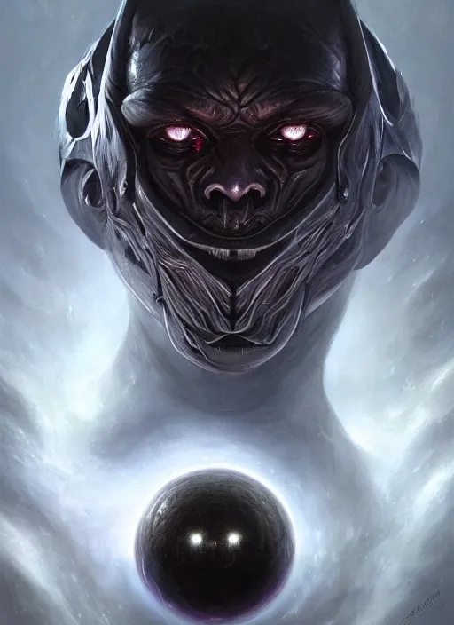 Image similar to dark horror black crystal nebula mf doom planet eyes, white scary skin, centered, digital painting, artstation, concept art, smooth, sharp focus, illustration, artgerm, tomasz alen kopera, peter mohrbacher, donato giancola, joseph christian leyendecker, wlop, frank frazetta