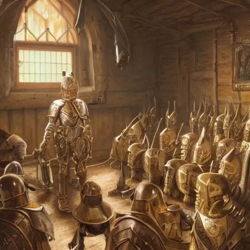 Prompt: knight bones armor, anthropomorphic shiba inu, in tavern, surrounded by knights, stuning 3 d render, masterpiece, glowing aura, by donato giancola and greg rutkowski and wayne barlow and zdzisław beksinski, realistic face