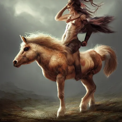 Image similar to a Shetland pony centaur by nuri iyem, james gurney, james jean, greg rutkowski, anato finnstark. hyper detailed, 50mm, award winning photography.